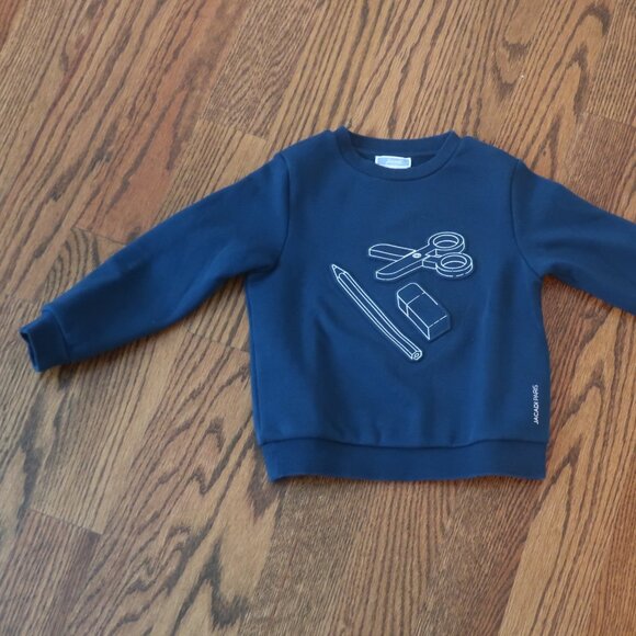 Jacadi Boys Navy fleece lined sweatshirt, size 4 - Picture 1 of 8